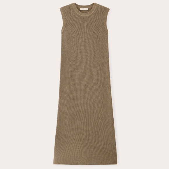 Everlane Women's Midi Dress in Everyday Cotton in Heather Taupe, Size Medium - Picture 4 of 4